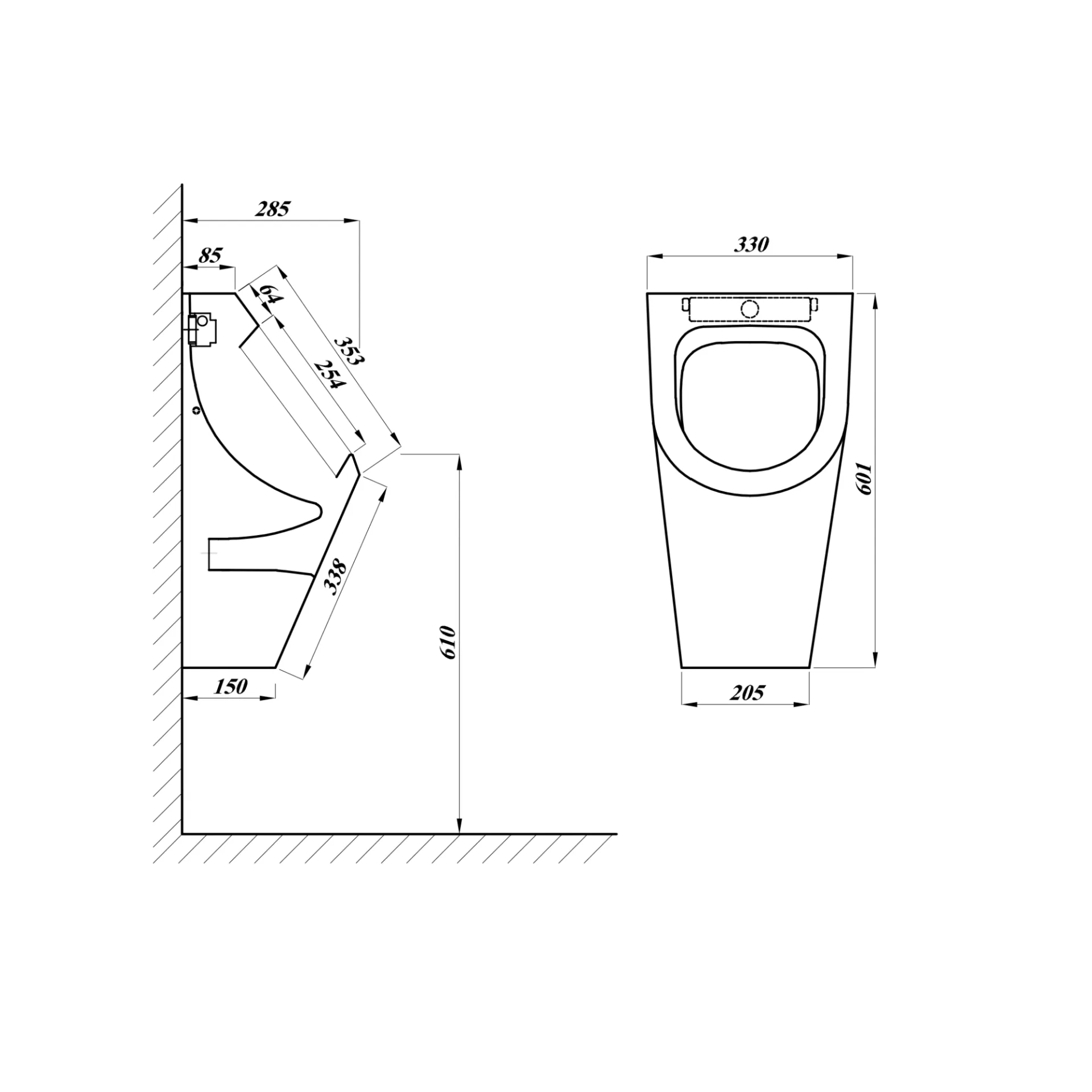 Modern Urinal Back Inlet - Lecico Egypt